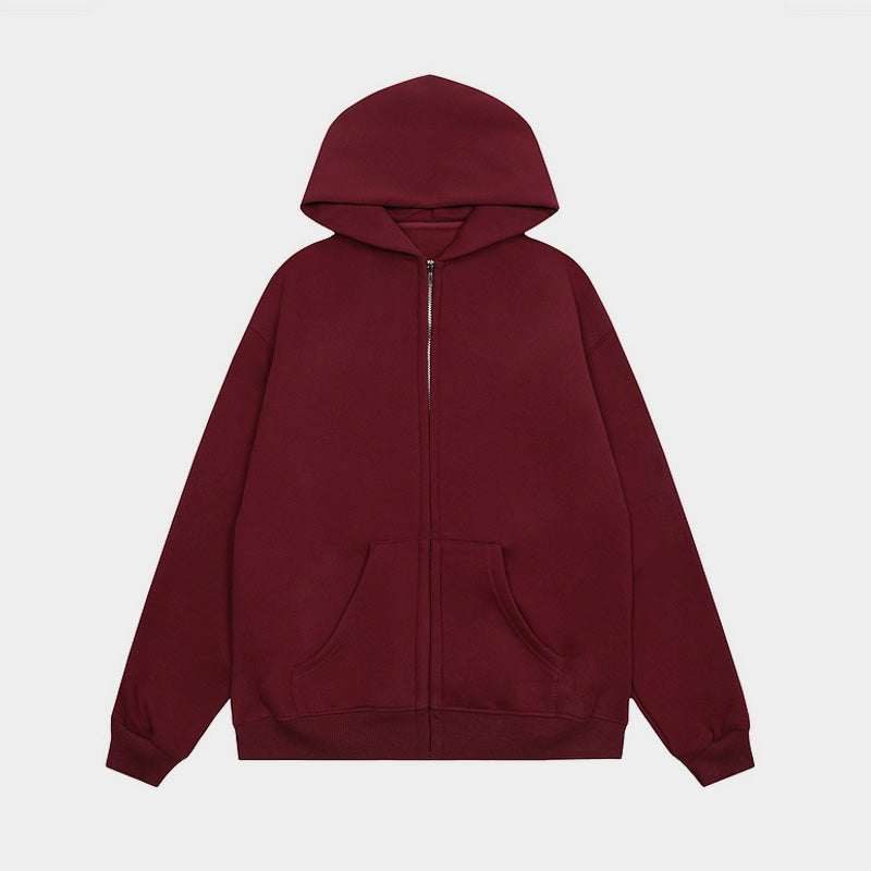 Minimalist Wine Red | Zip-Up Hoodie