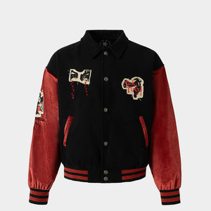 Casual Loose Fit Streetwear | Colorblock Patchwork Jacket - Santo