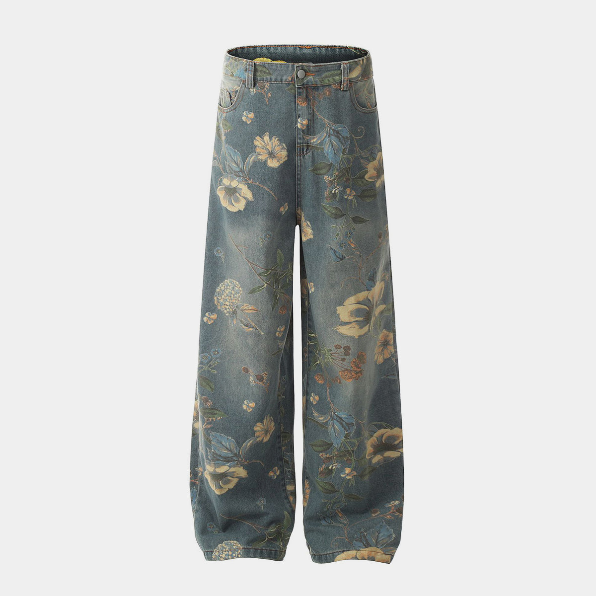 Bouton | Jean à boutons métalliques style streetwear américain