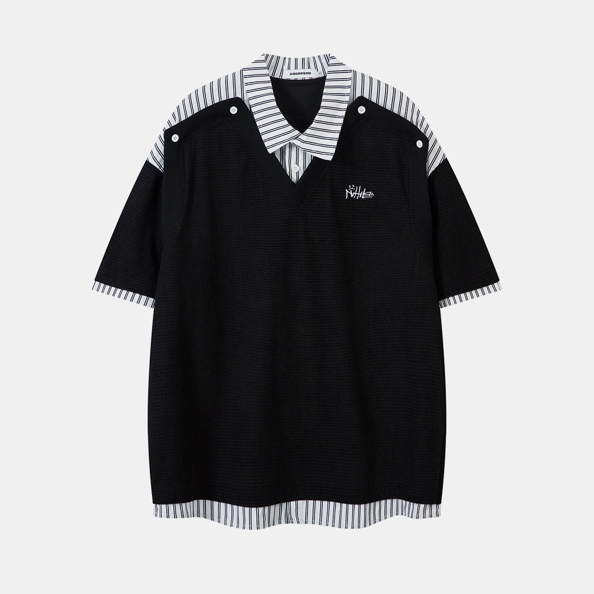 Men's Oversized T-Shirt | Striped Polo Collar