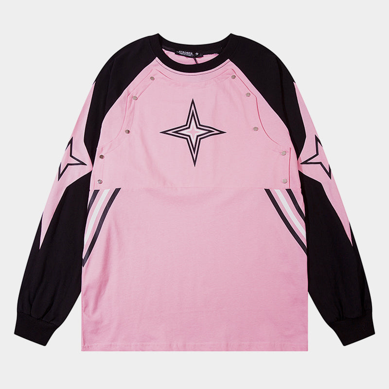 Star Panel Contrast | Patchwork Sweatshirt - Santo
