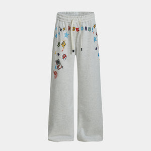 Cartoon Patch Decor | Loose Sweatpants - Santo