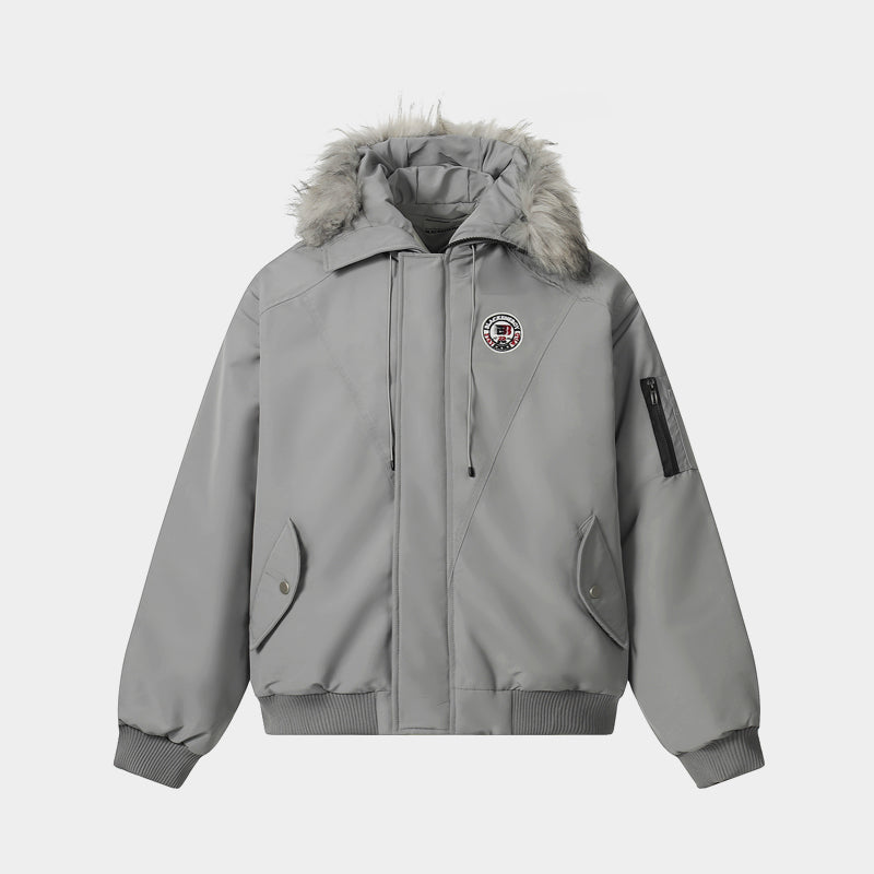 Fur-Trimmed Badge | Hooded Winter Puffer