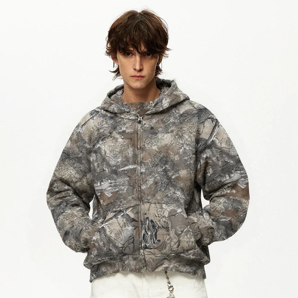 Sweat à capuche zippé à motif camouflage Woodland Spirit |