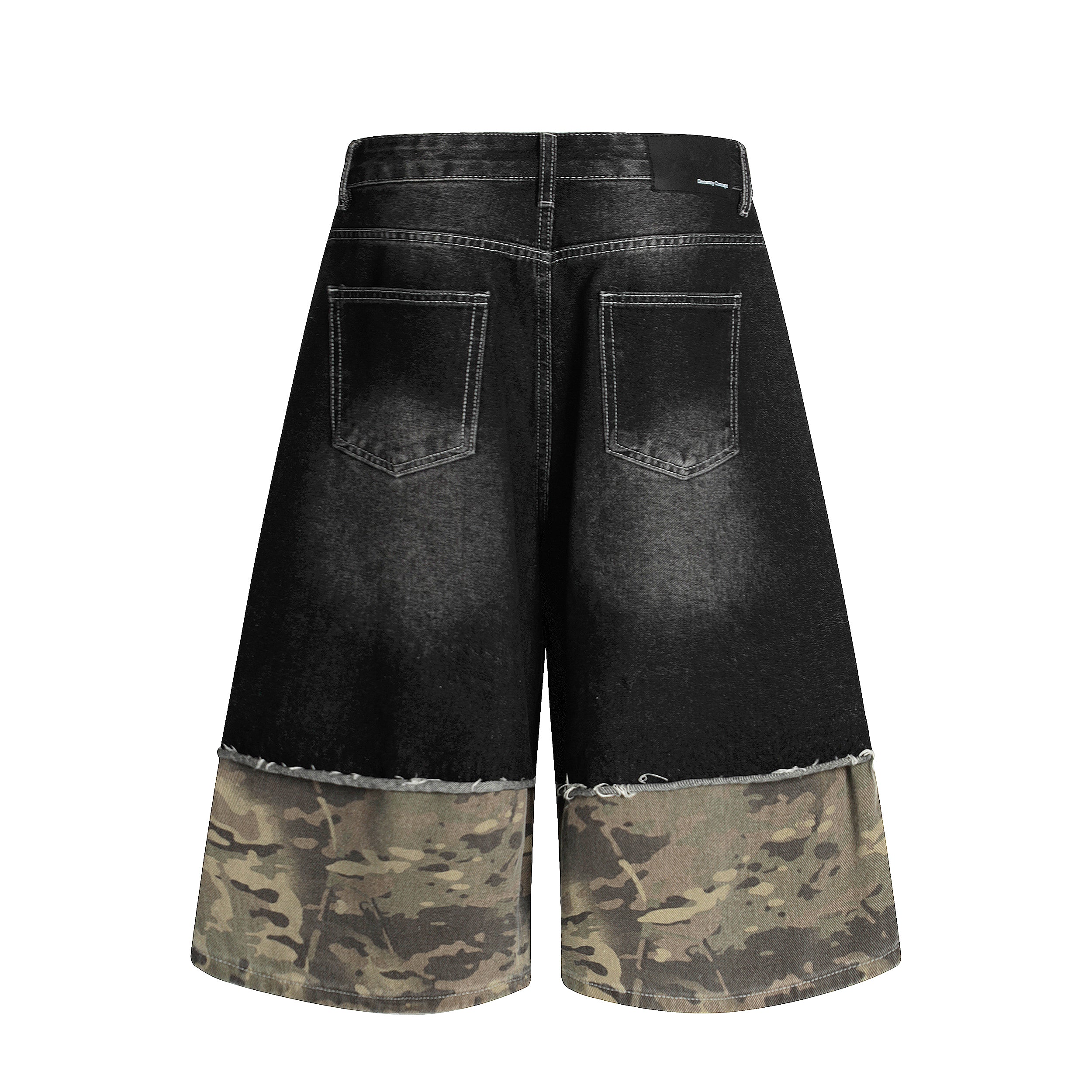 Unisex Wide-Legged Patchwork Shorts | Distressed Denim