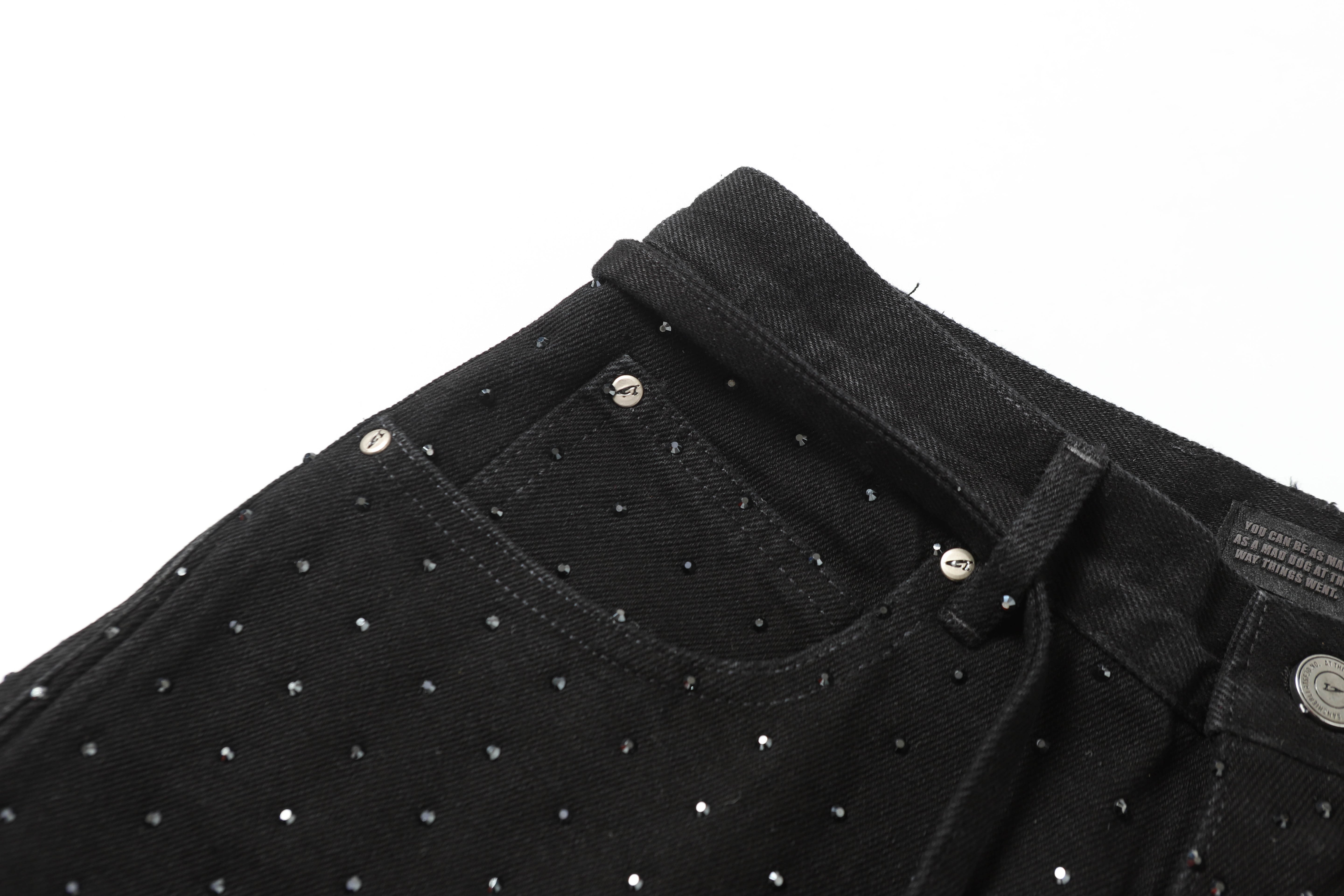 Rhinestone Frayed | Denim Shorts