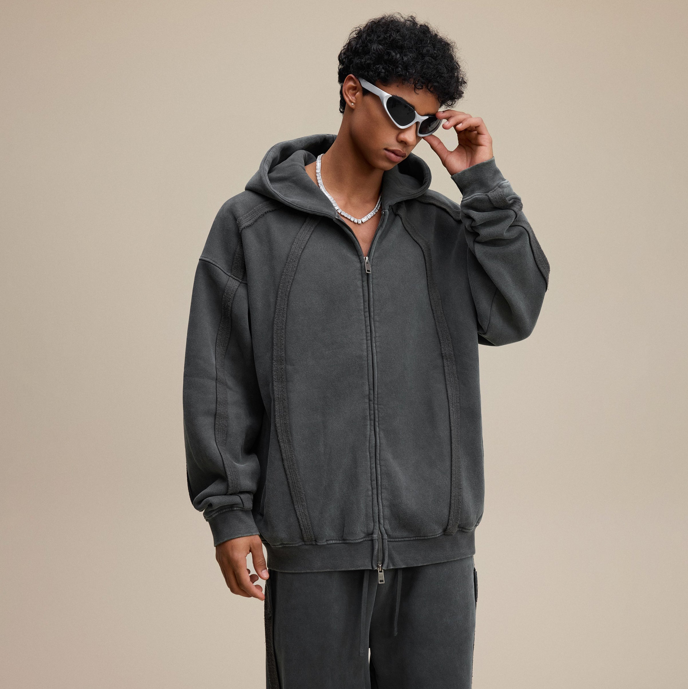 Structured Panel | Oversized Zip-Up Hoodie