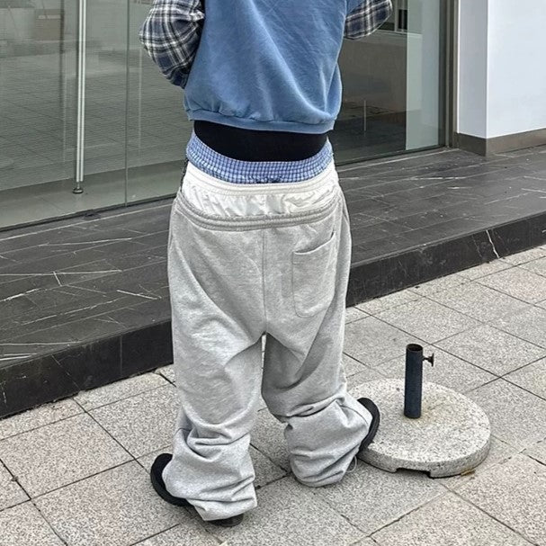 Layered Waistband | Baggy Striped Sweatpants - Santo