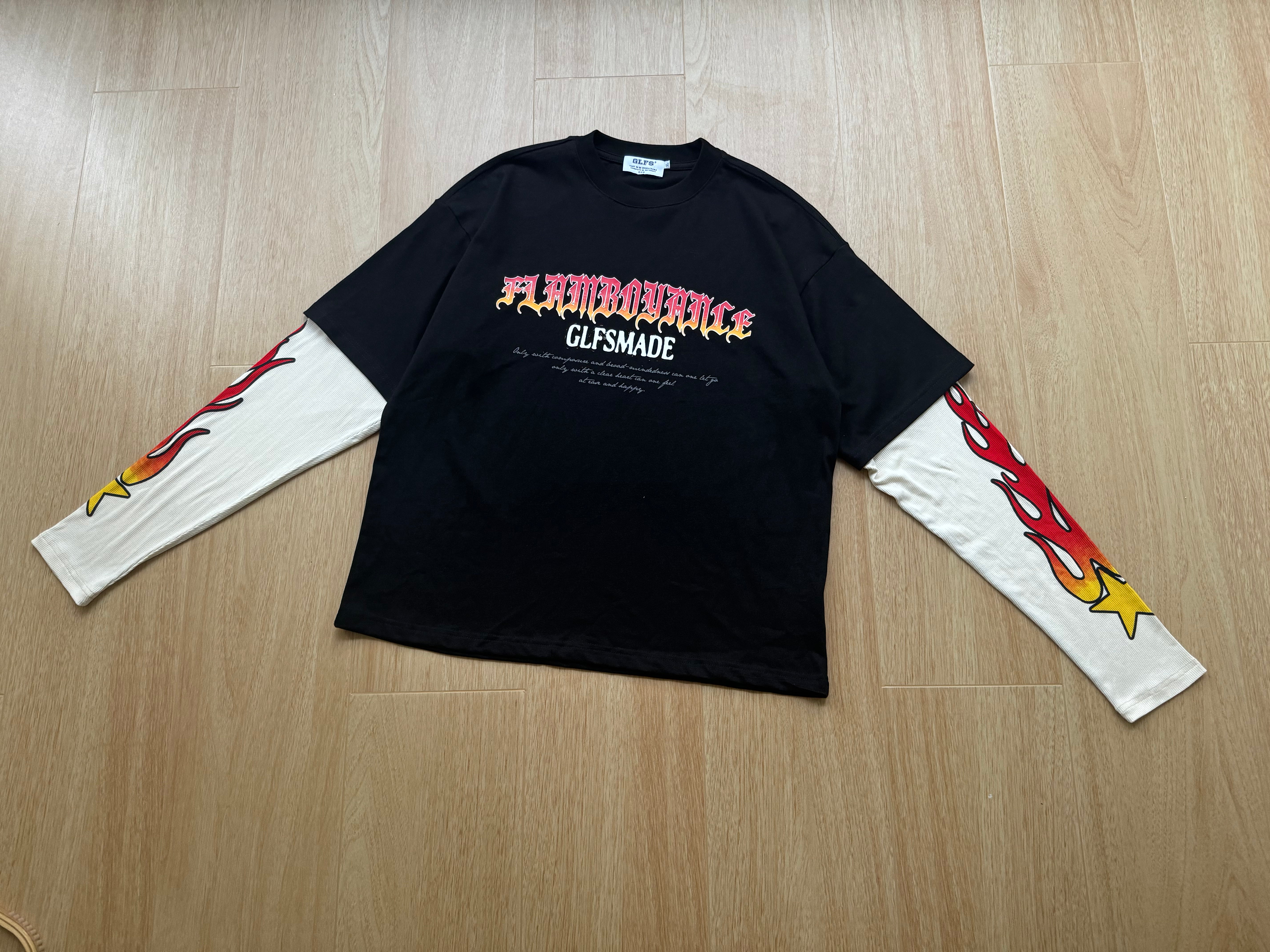 Vintage Flame Letter | Contrast Sweatshirt - Santo