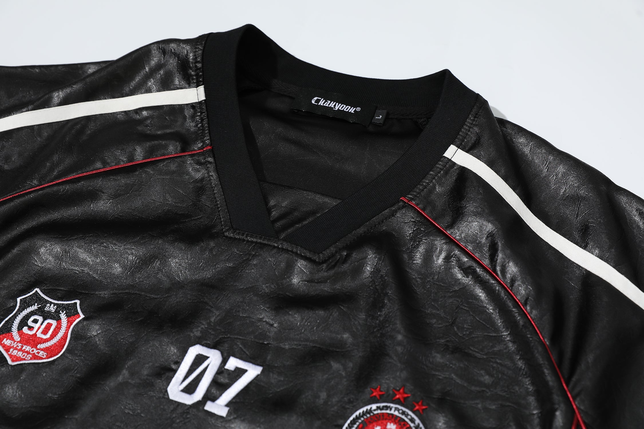 Men's Oversized Faux Leather Soccer Jersey