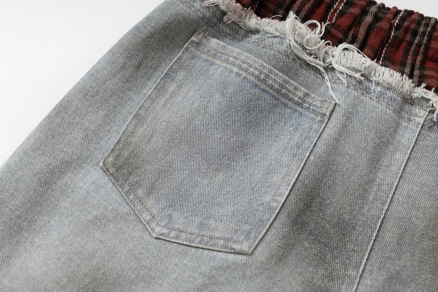 Plaid Waist Doll Print | Distressed Jeans - Santo