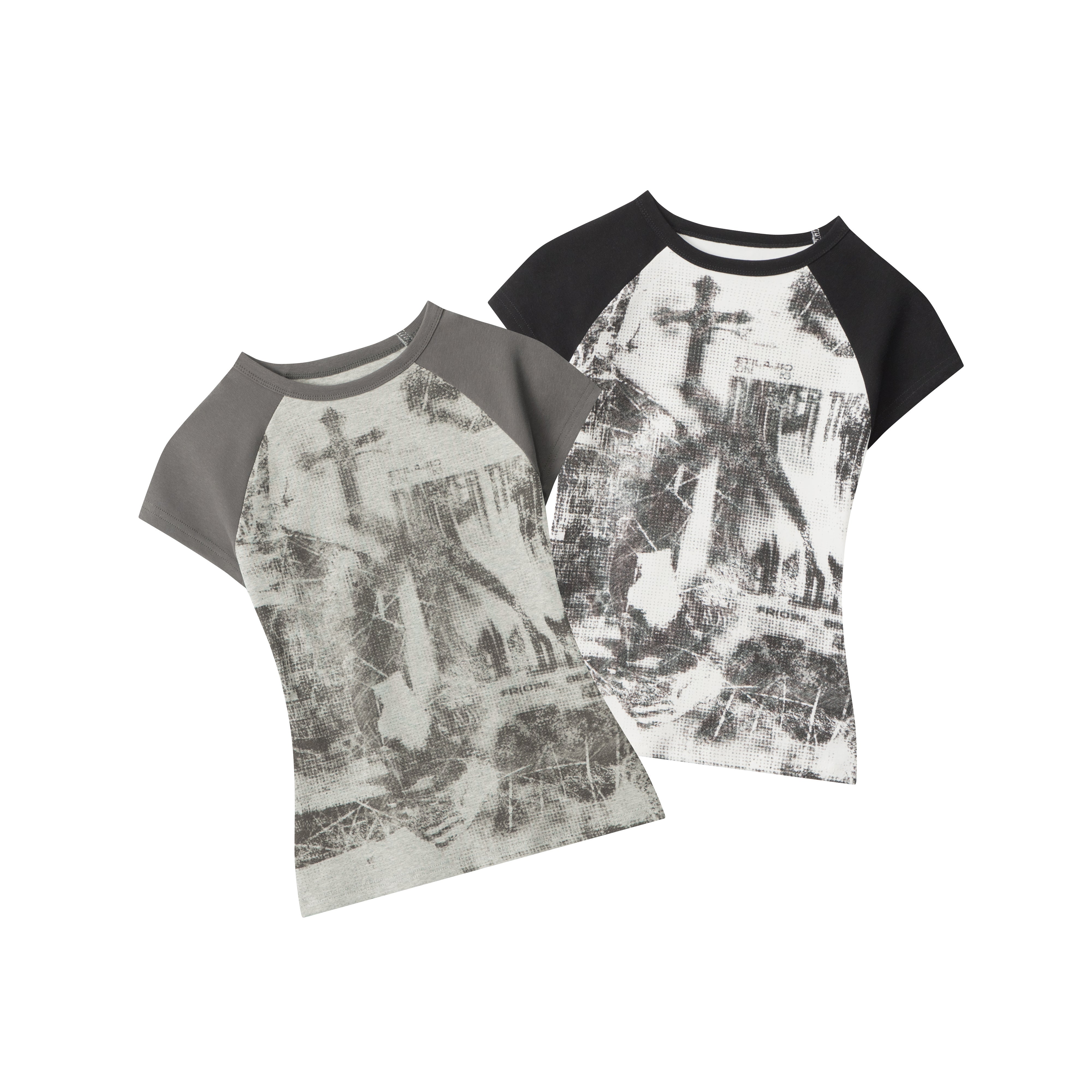 Grunge Cross | Fitted Graphic Raglan Tee