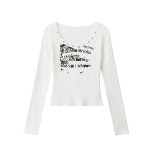 STUDDED SCRIPT | Graphic Scoop-Neck Set