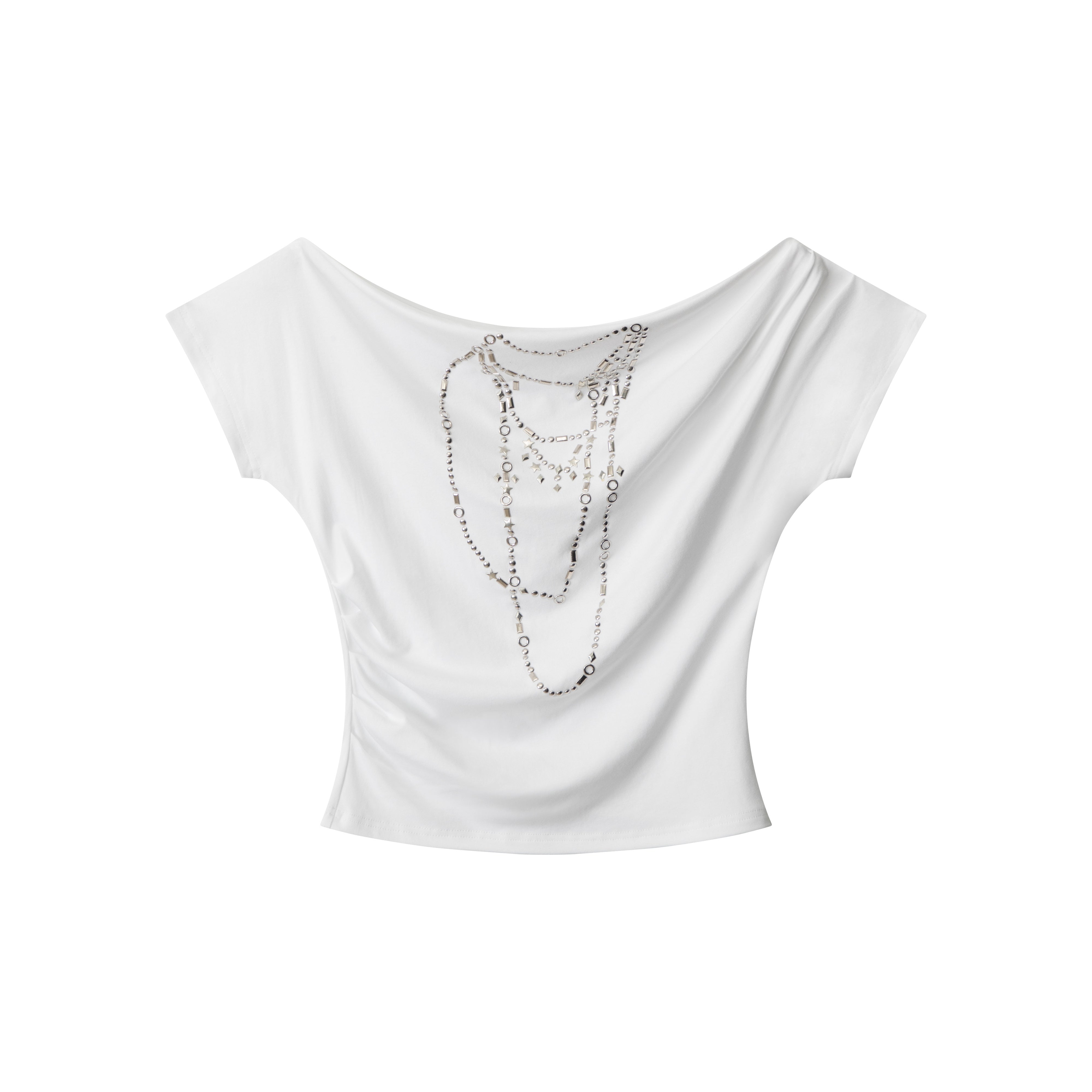 Chain Drape | Asymmetrical Shoulder Tee