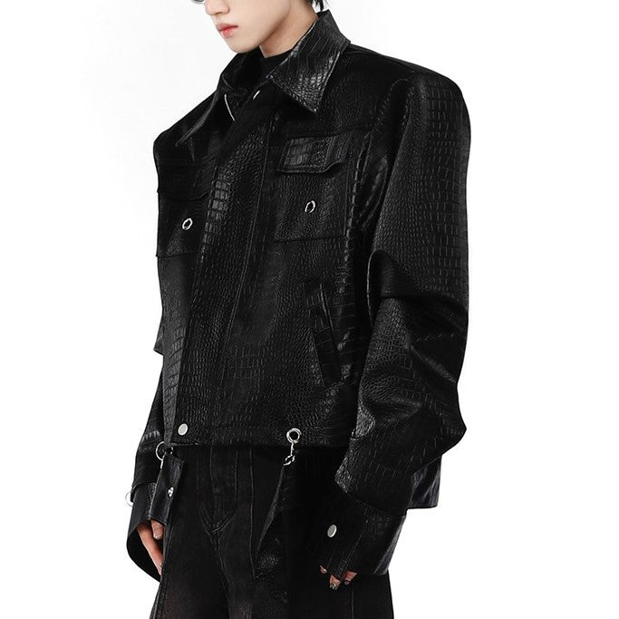 Croc Embossed PU | Street Jacket - Santo