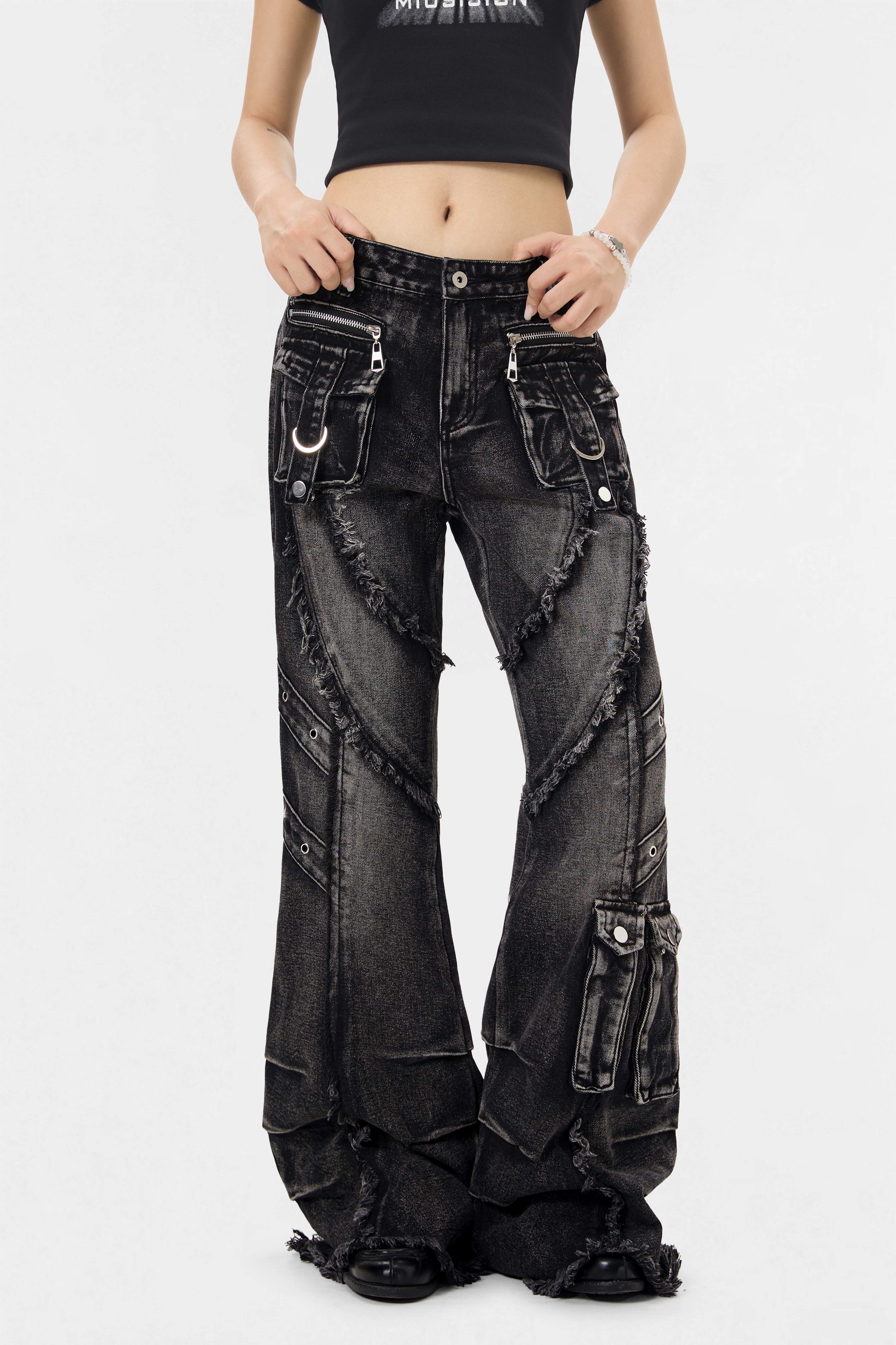 Rebel Stitch | Flare Jeans with Panel Details