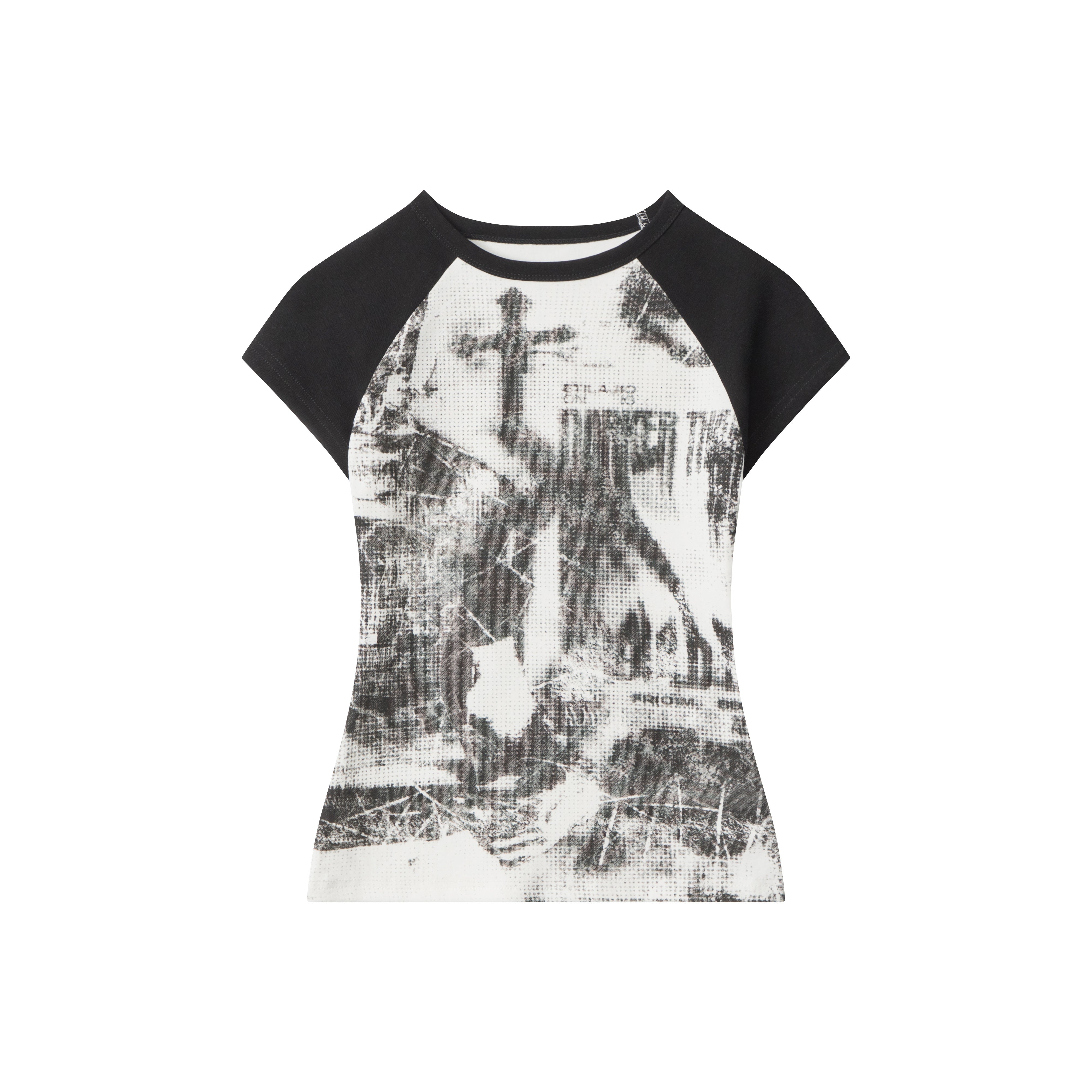 Grunge Cross | Fitted Graphic Raglan Tee