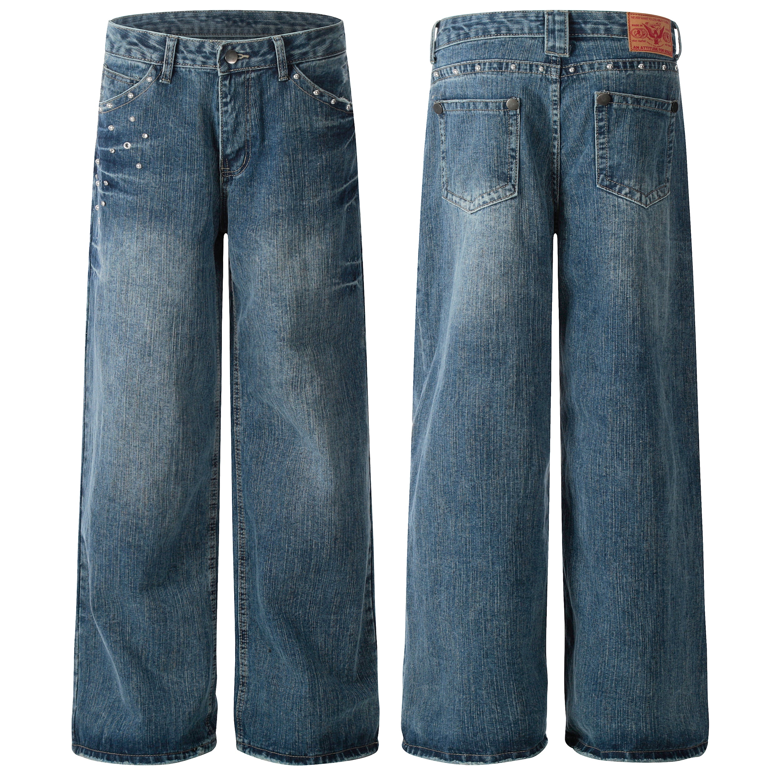 Studded Vintage Denim | Straight Jeans - Santo
