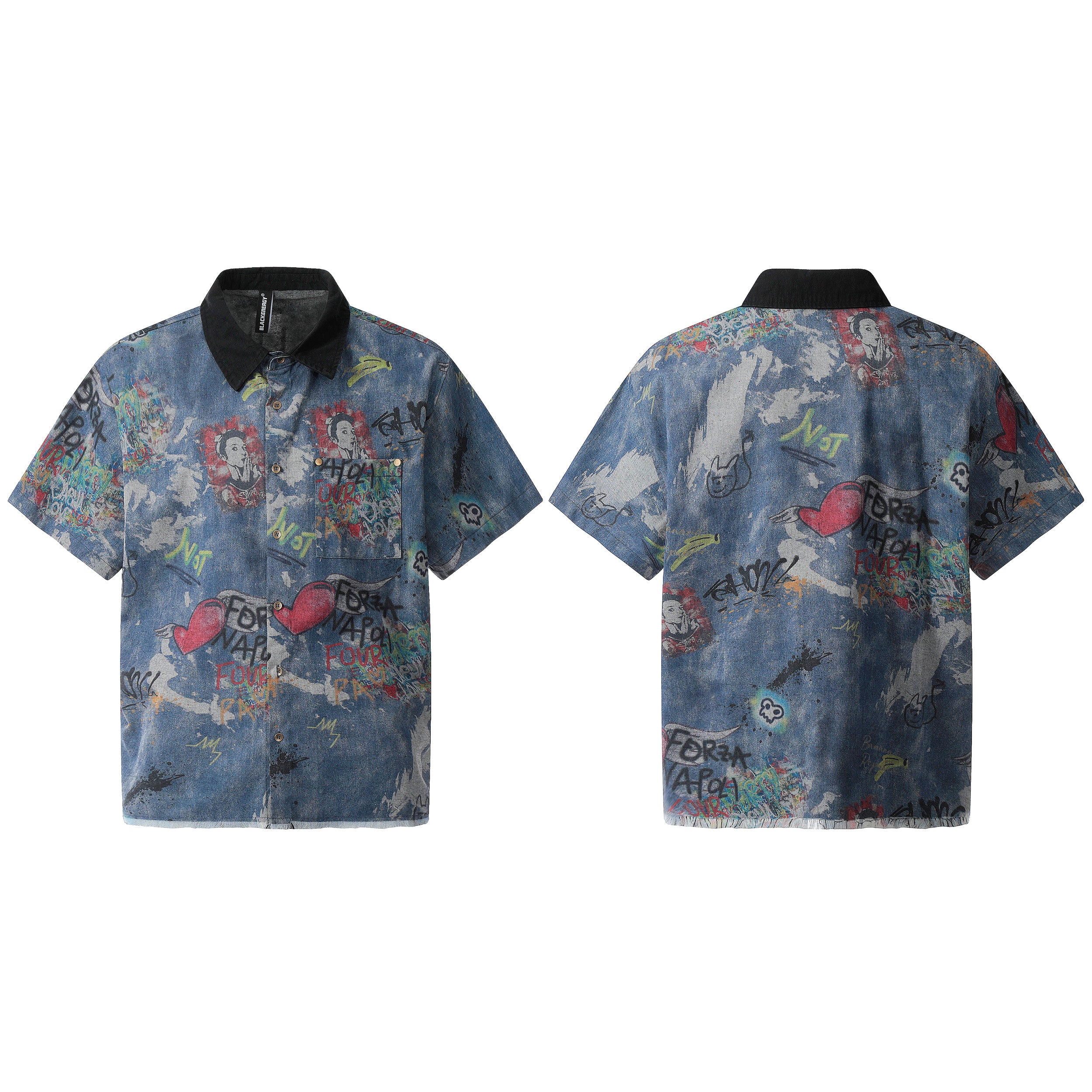 Vintage Graffiti | Denim Shirt - Santo