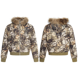 Streetwear Style | Skull Print Fur Jacket - Santo