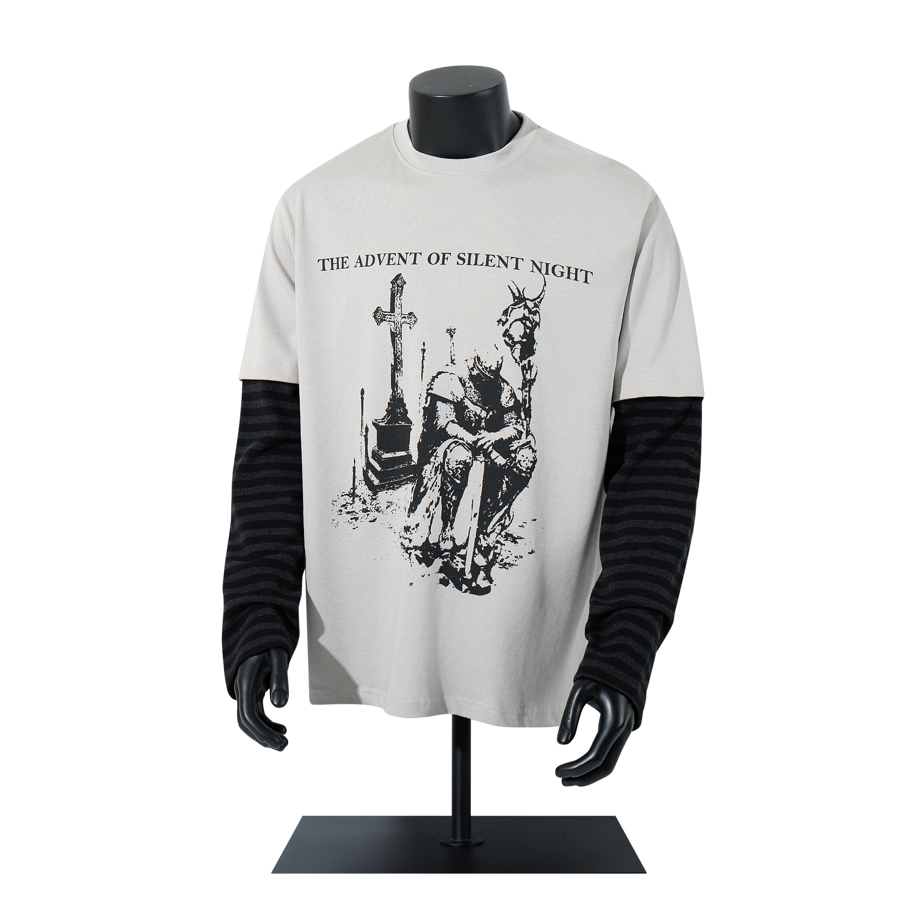Gothic Knight Print | Layered Long Sleeve T-Shirt - Santo