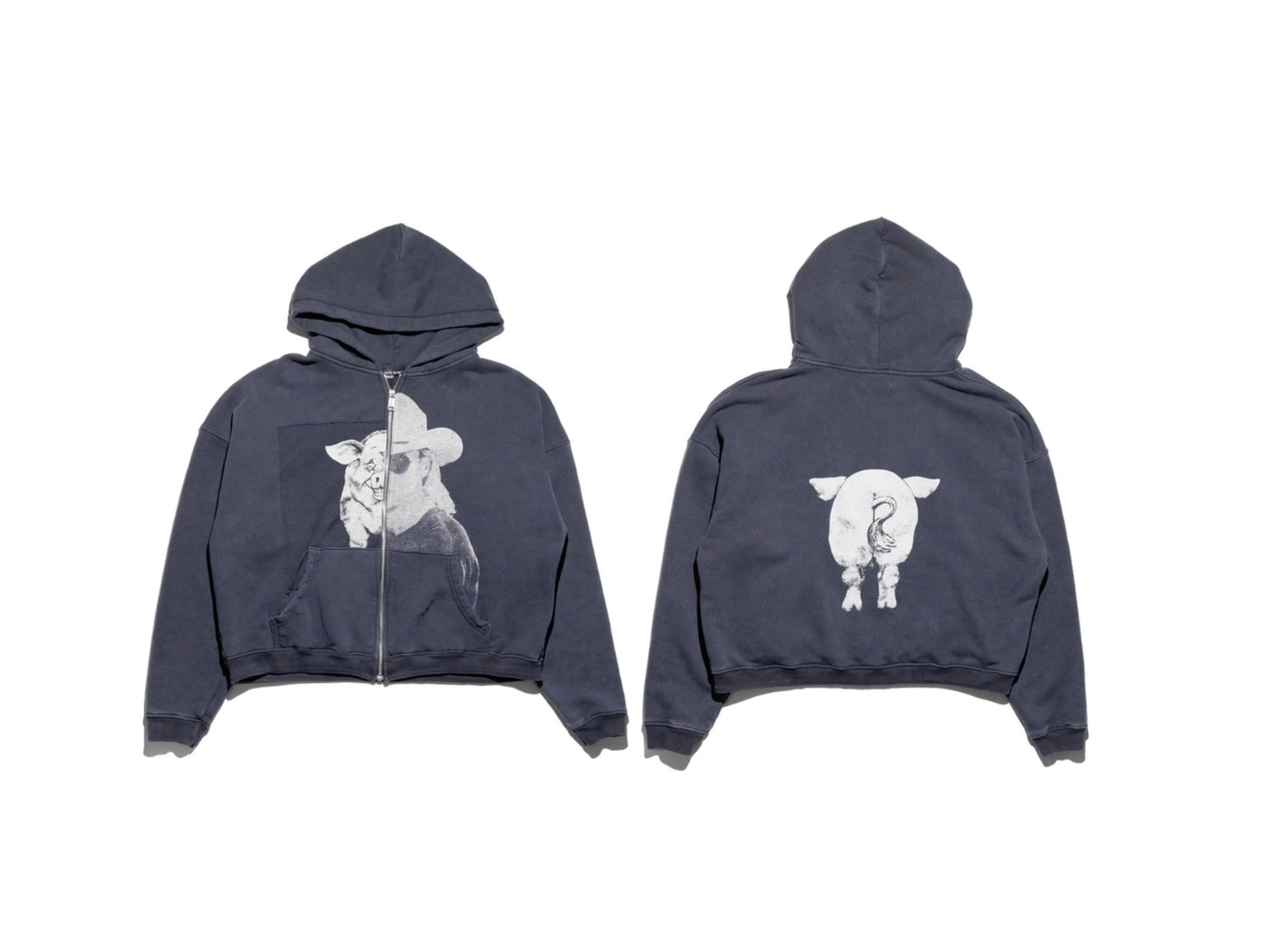 Cowboy Pig Print | Oversized Zip Up Hoodie - Santo