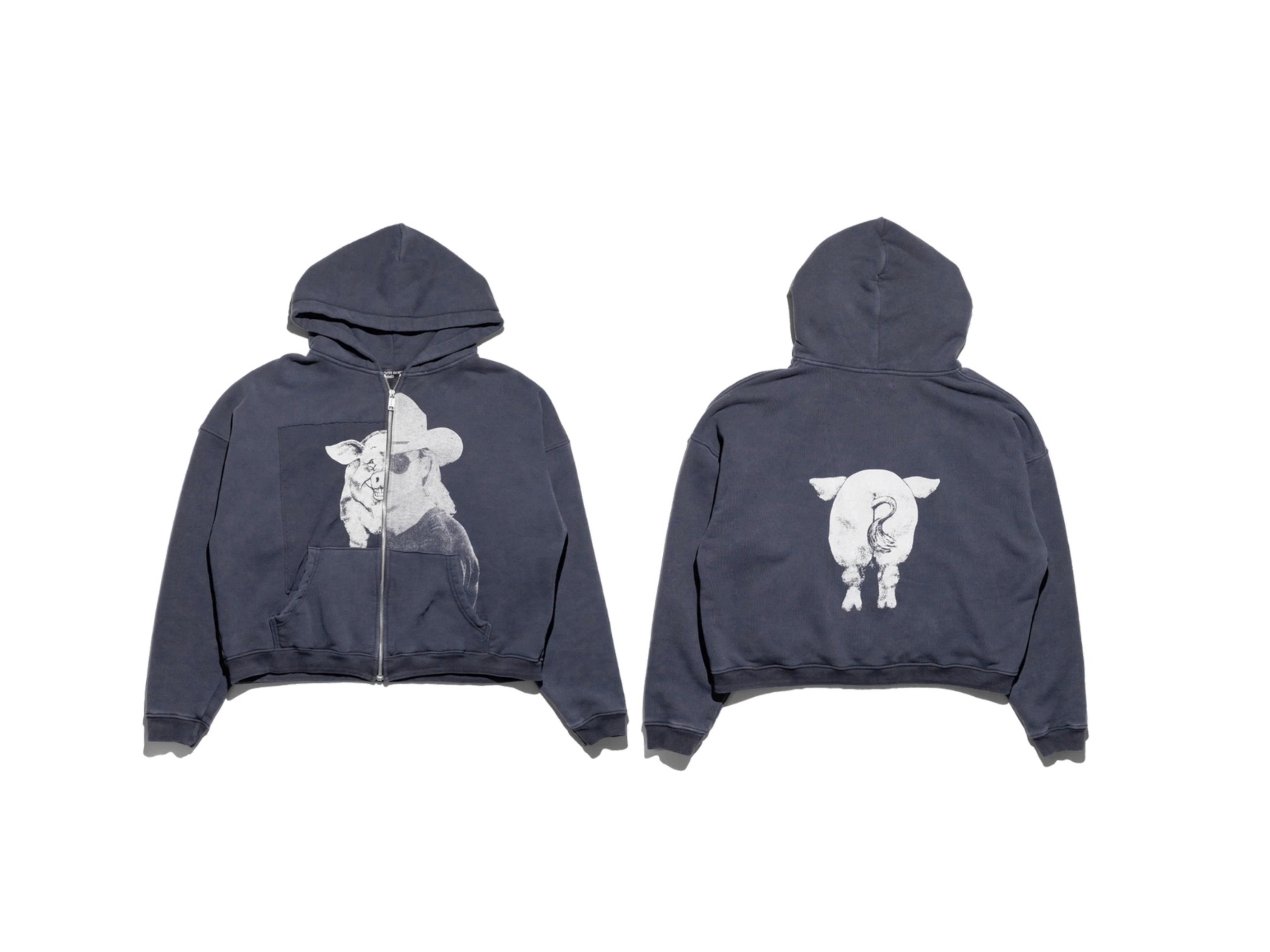 Cowboy Pig Print | Oversized Zip Up Hoodie