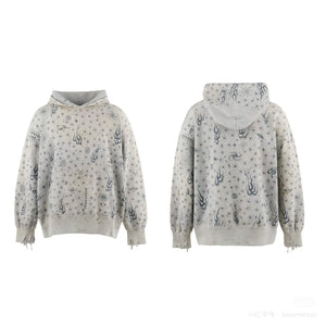 Mystic Burnout Print | Distressed Hoodie - Santo
