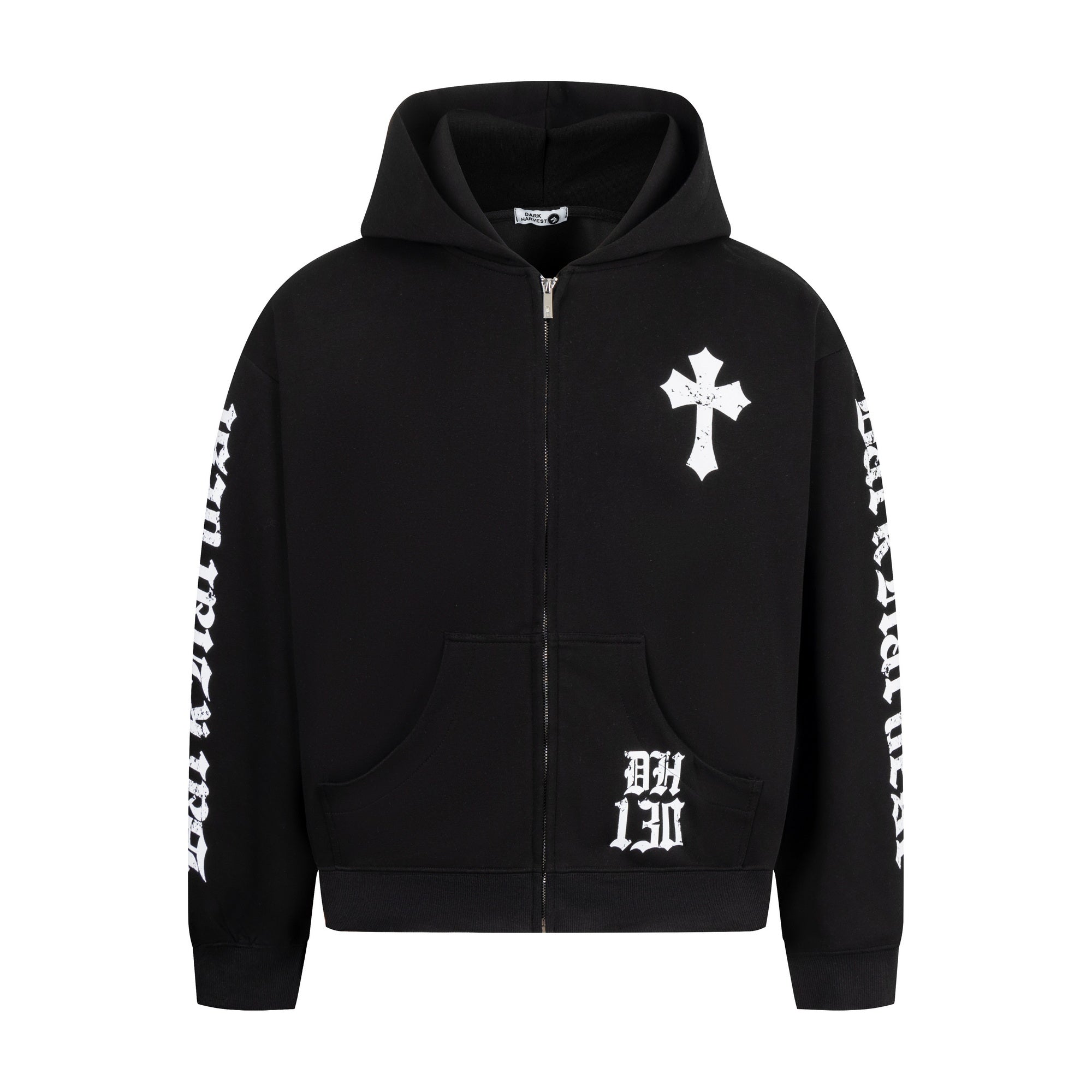 Gothic Cross Print | Zip Up Hoodie - Santo