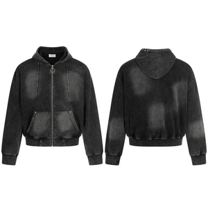 Washed | Oversized Zip Up Hoodie - Santo