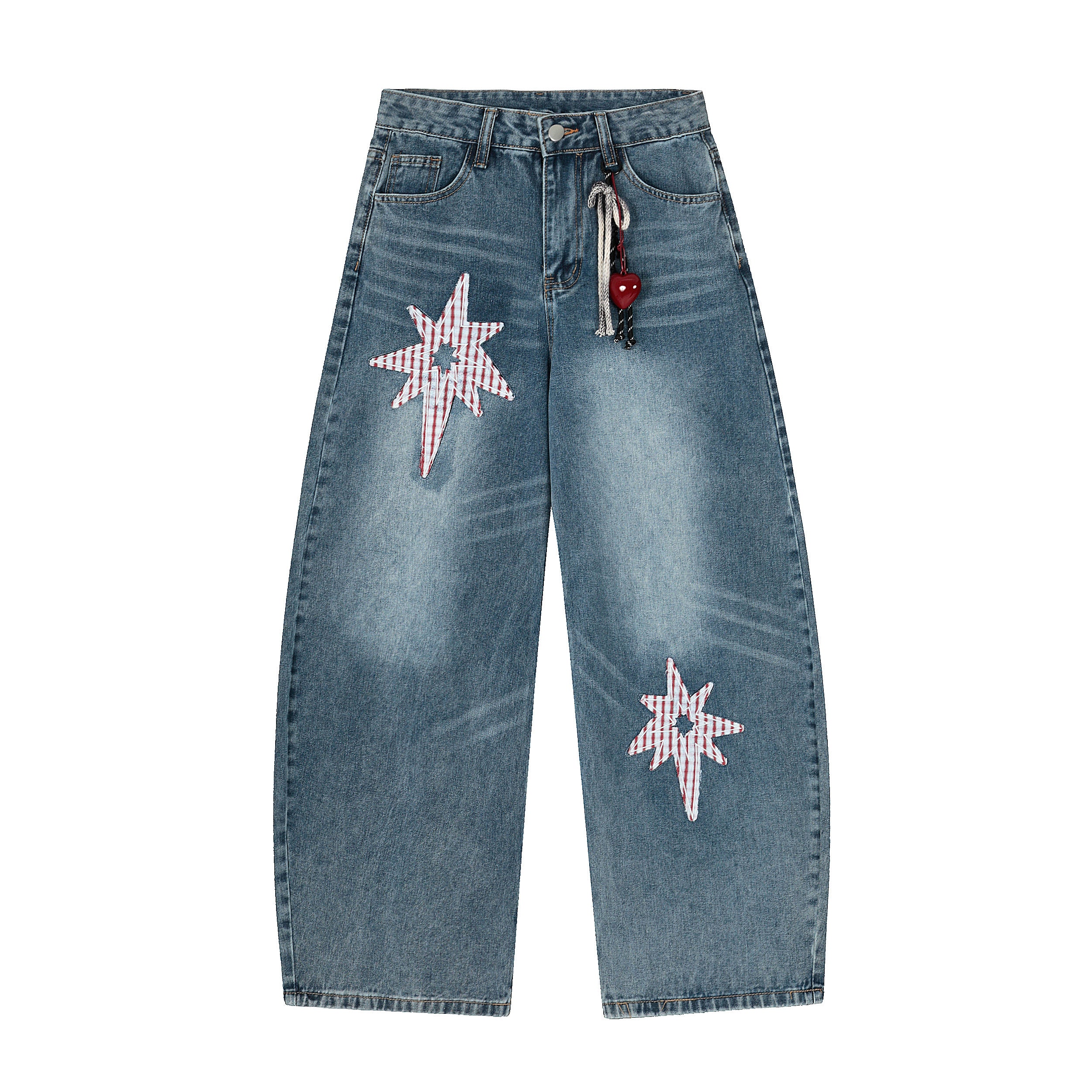 Gingham star | Patchwork straight denim