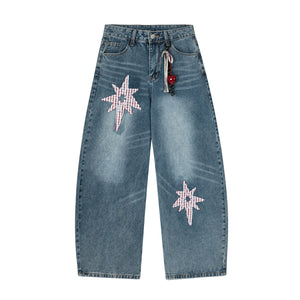 Gingham star | Patchwork straight denim