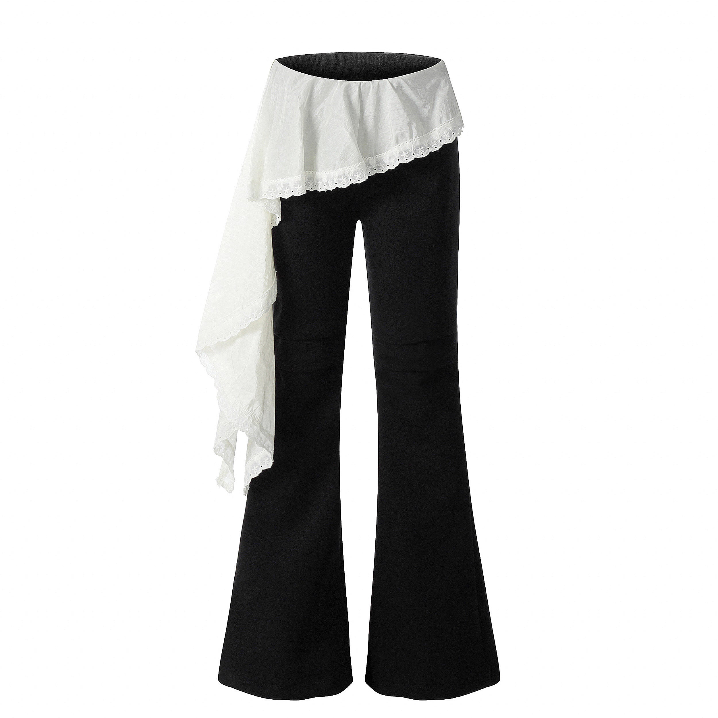 Asym Draper | Flared Pants with White Draped Skirt Layer
