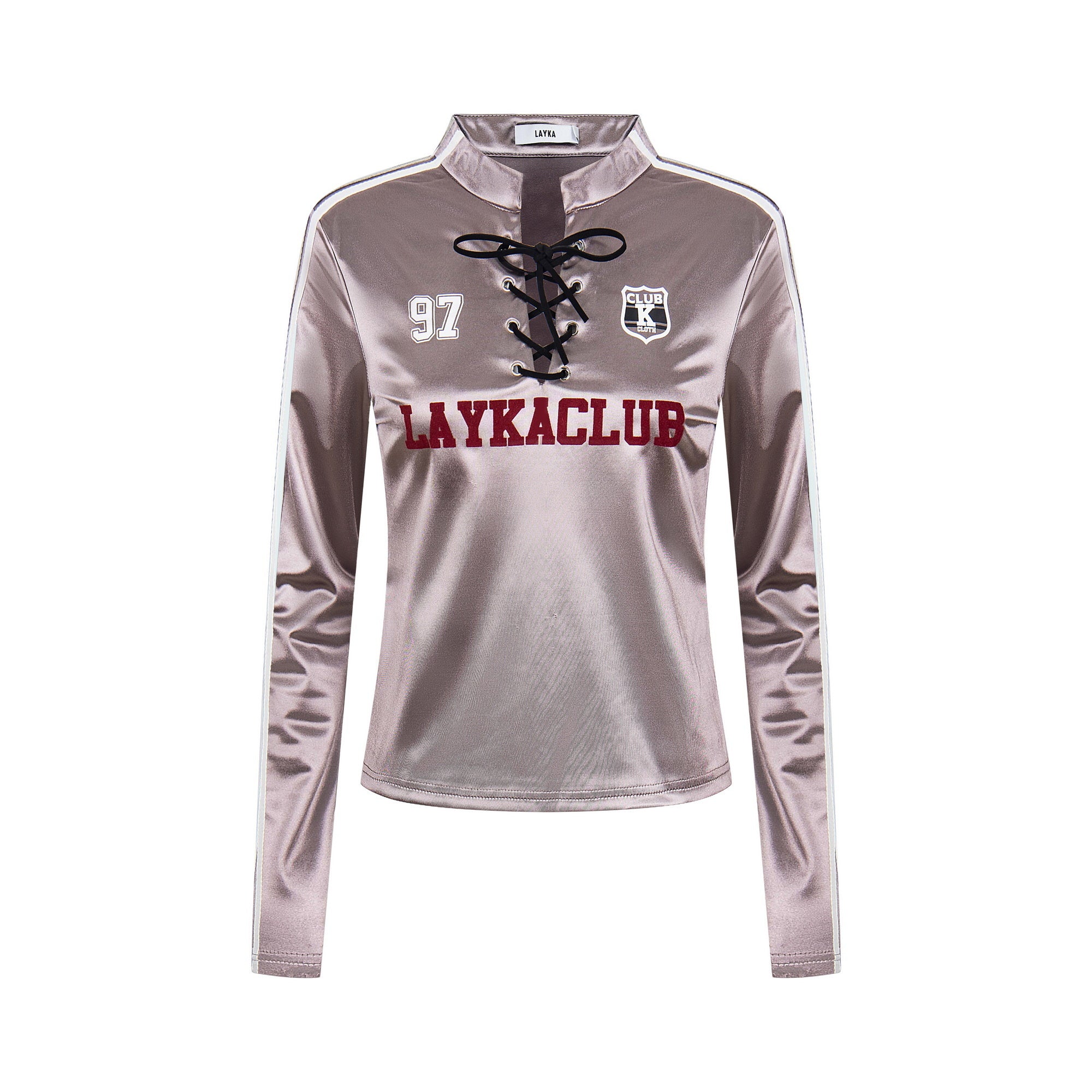 Lace-Up Club | Satin Sports Jersey Top