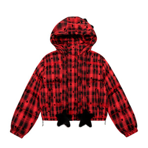 Plaid Spark | Star-Print Cropped Hoodie