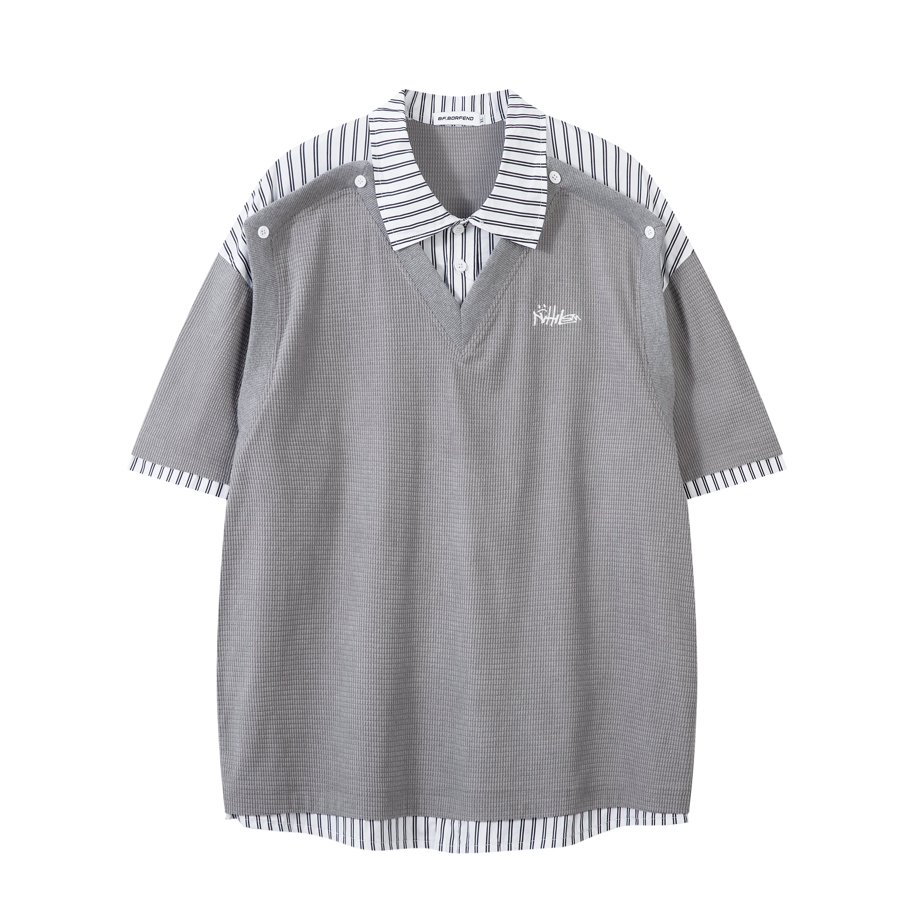 Men's Oversized T-Shirt | Striped Polo Collar