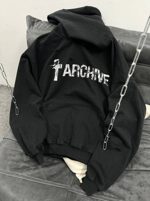 Distressed Washed Black | Archive Hoodie - Santo