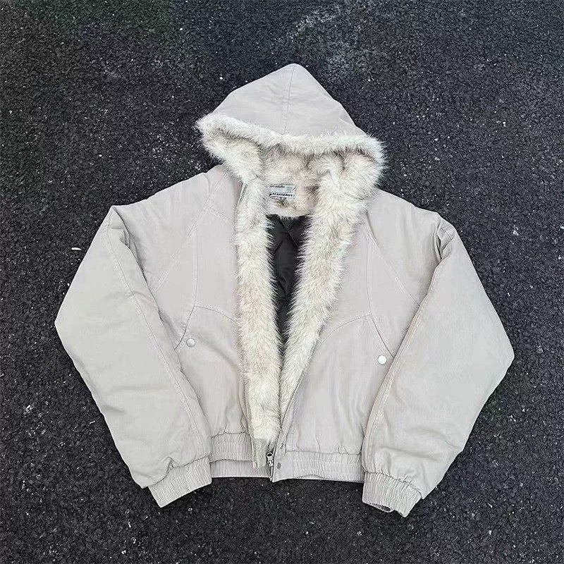Spliced Fur | Hooded Quilted Jacket - Santo