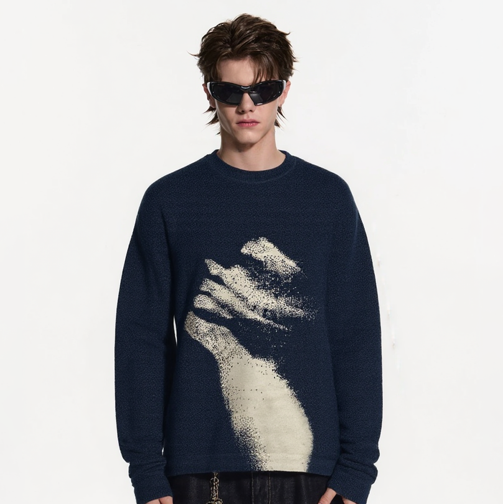 Abstract Embrace | Artistic Graphic Knit Sweater - Santo