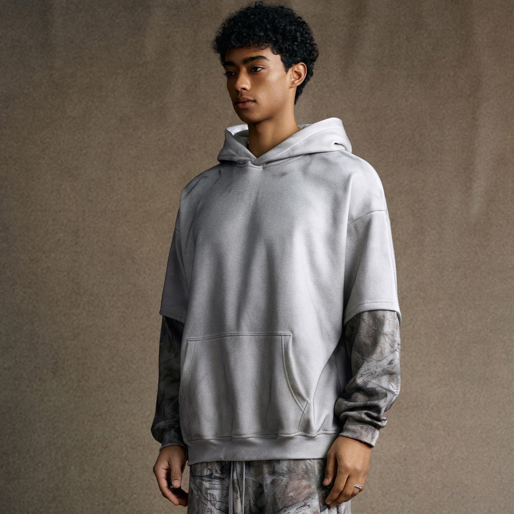 Frosted Camo Sleeve | Oversized Hoodie - Santo