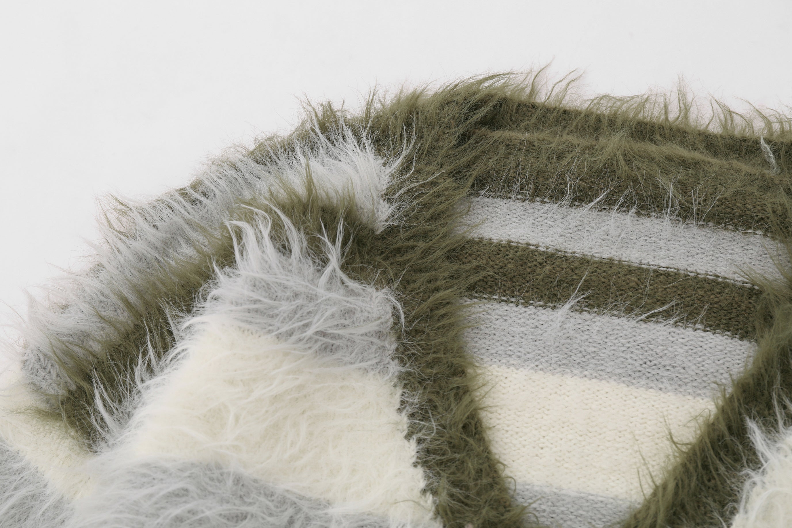 Furry Line | Striped Button-Up Fluffy Cardigan