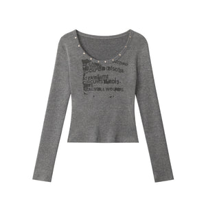 STUDDED SCRIPT | Graphic Scoop-Neck Set