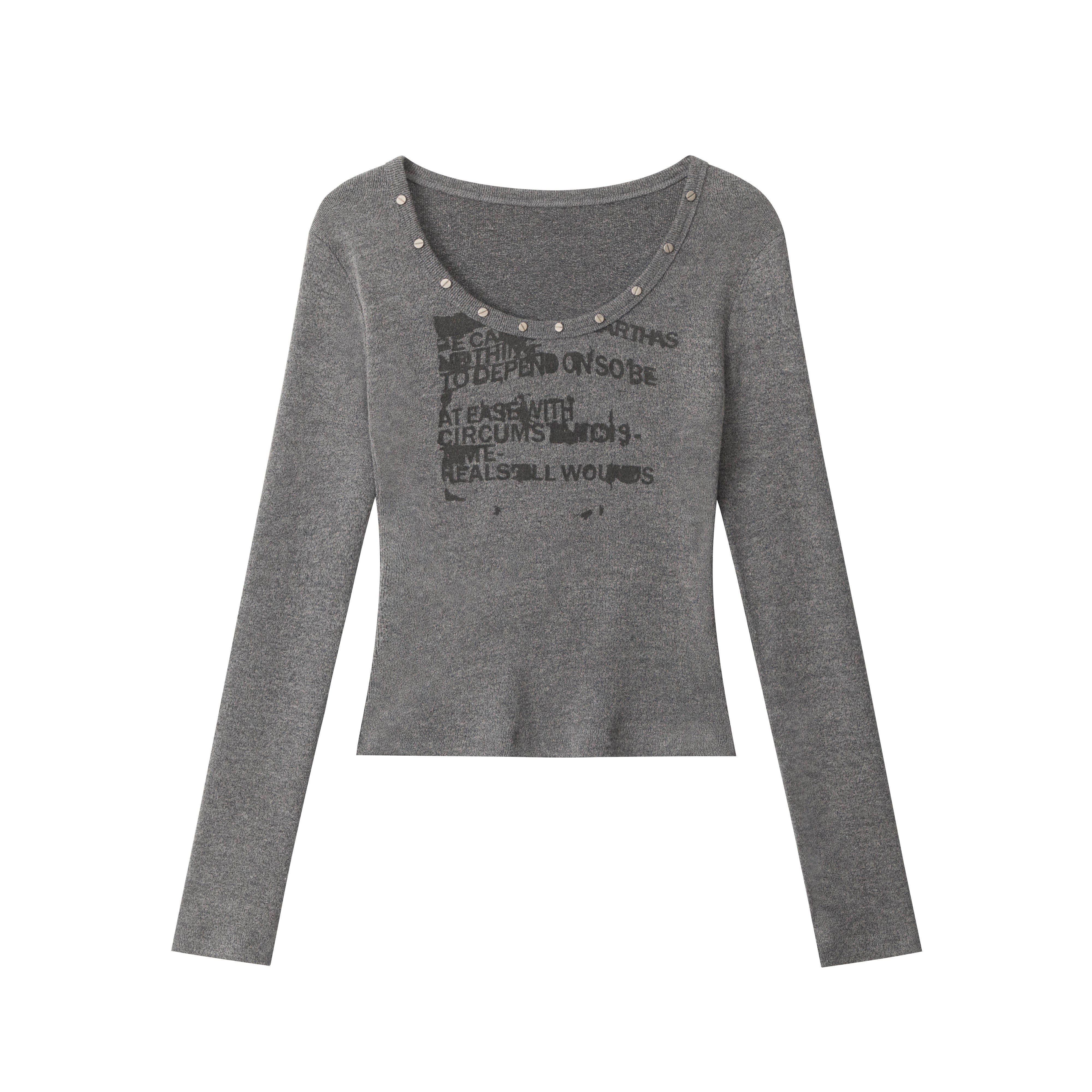 STUDDED SCRIPT | Graphic Scoop-Neck Set