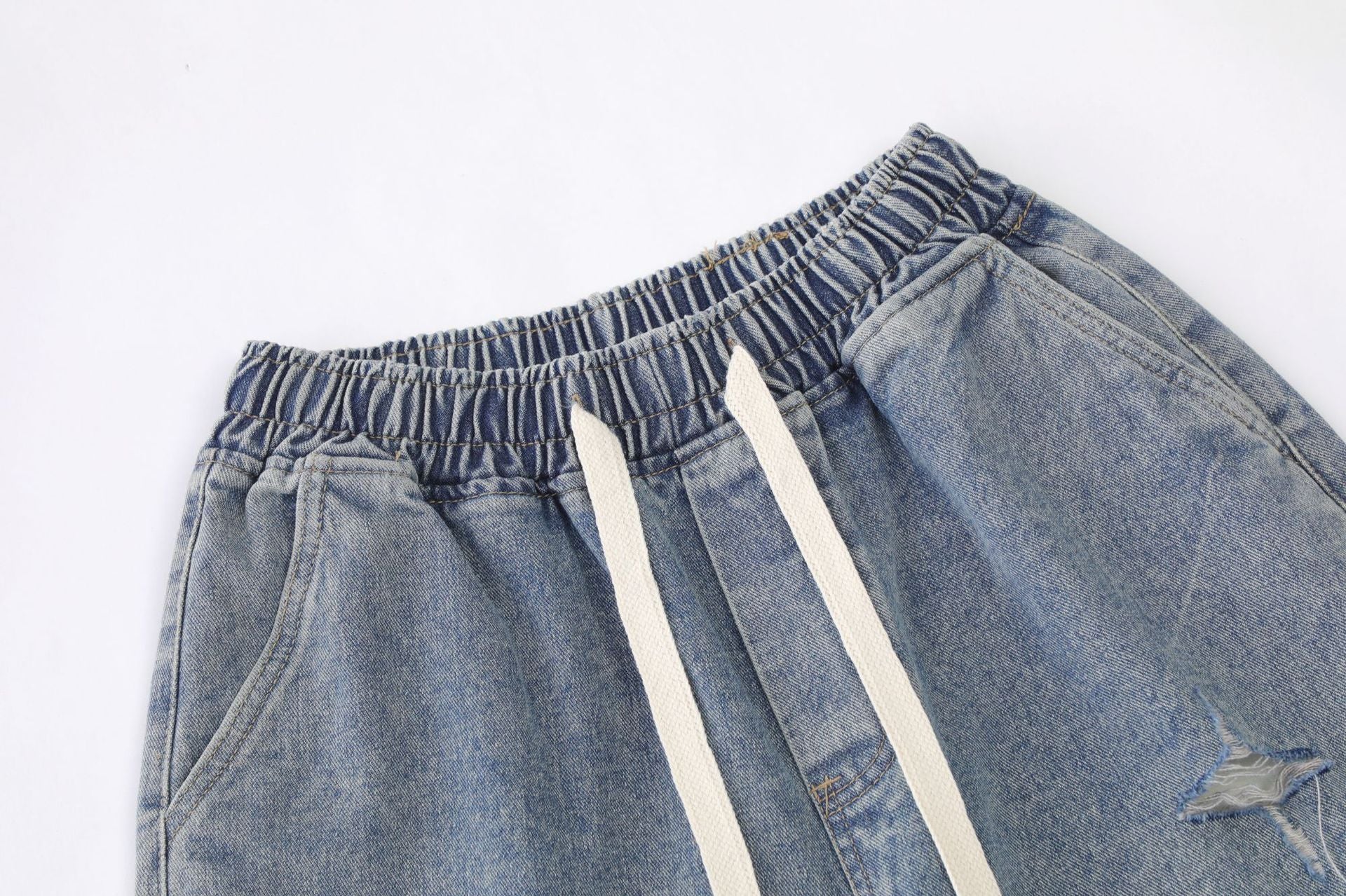 Light Wash | Vintage Ripped Baggy Jorts - Santo