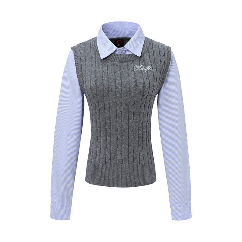 Layer Knit | Preppy Shirt Vest Combo