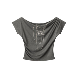 Chain Drape | Asymmetrical Shoulder Tee