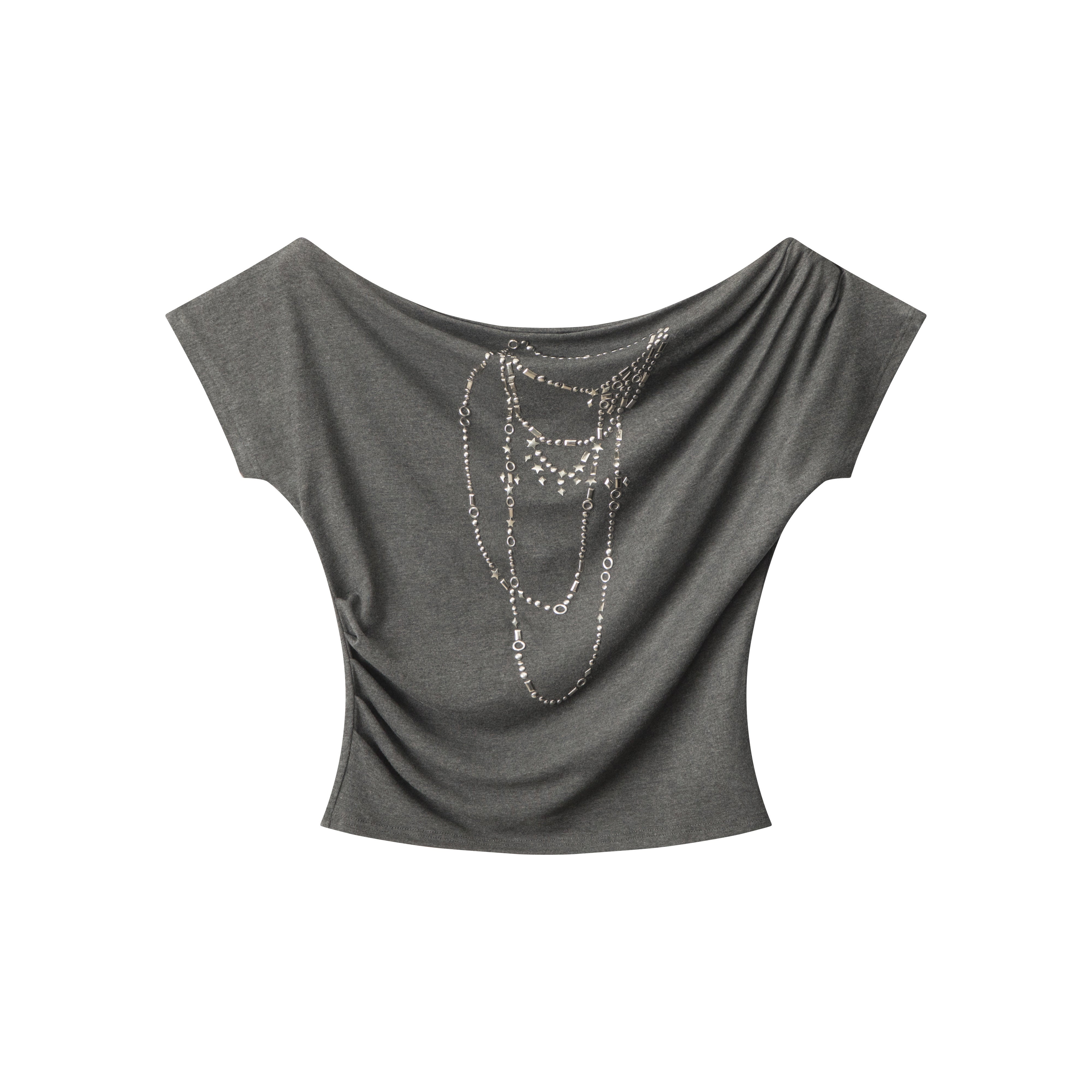Chain Drape | Asymmetrical Shoulder Tee