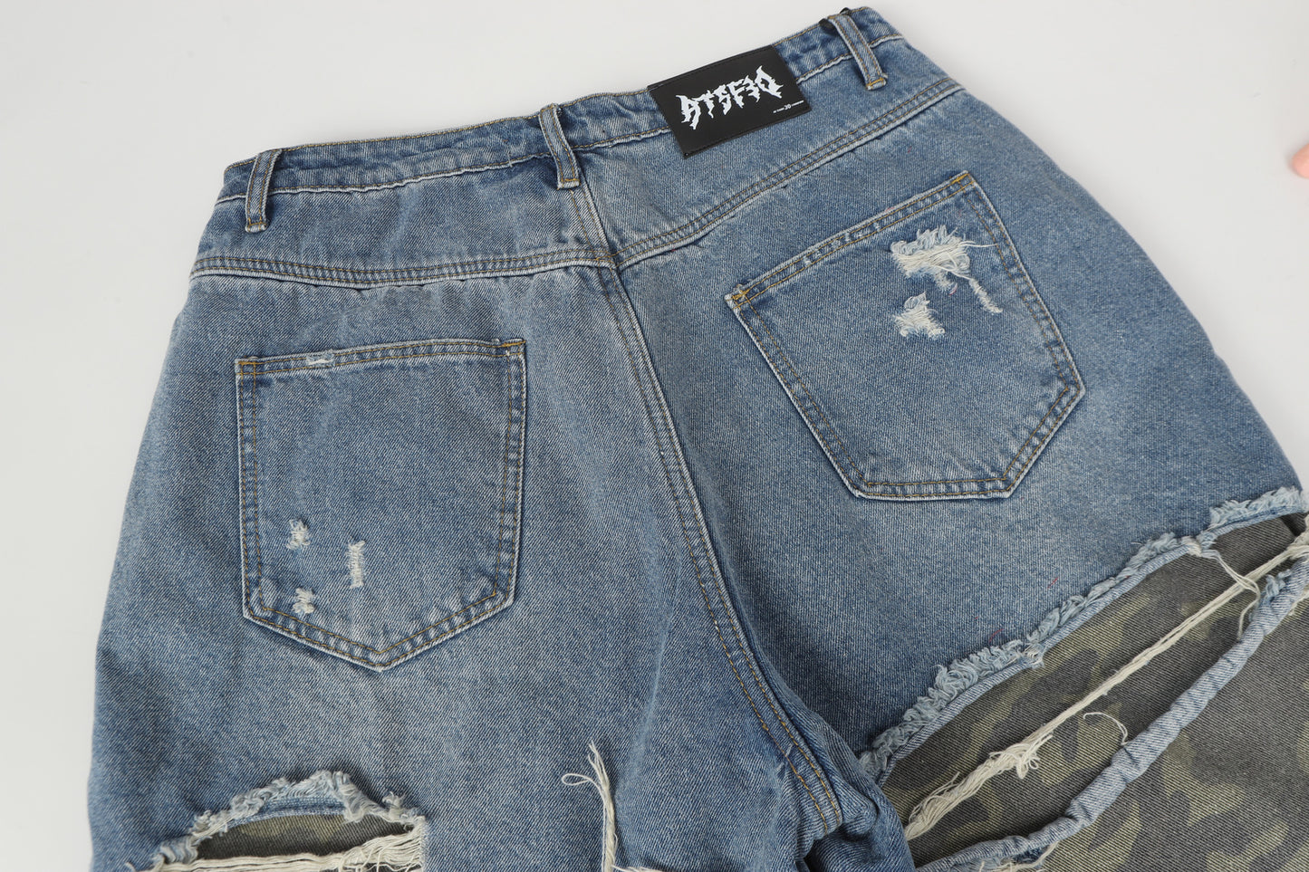 Ripped Denim Camo | Layered Jeans - Santo