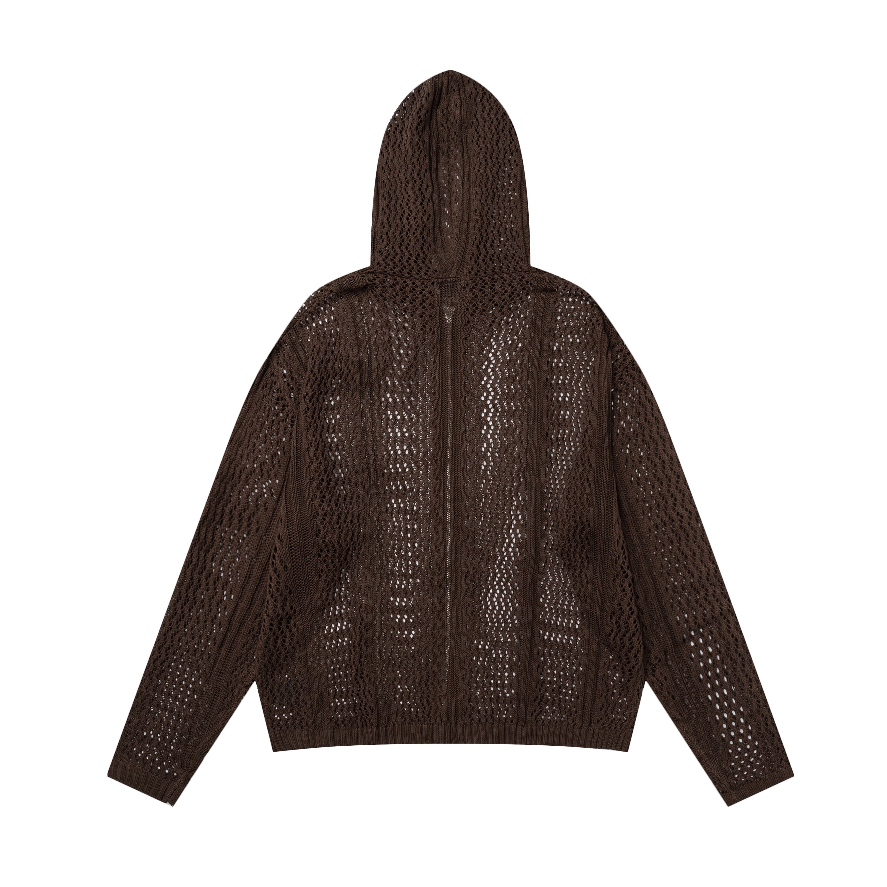 Crochet Mesh | Knit Zip Up Hoodie - Santo