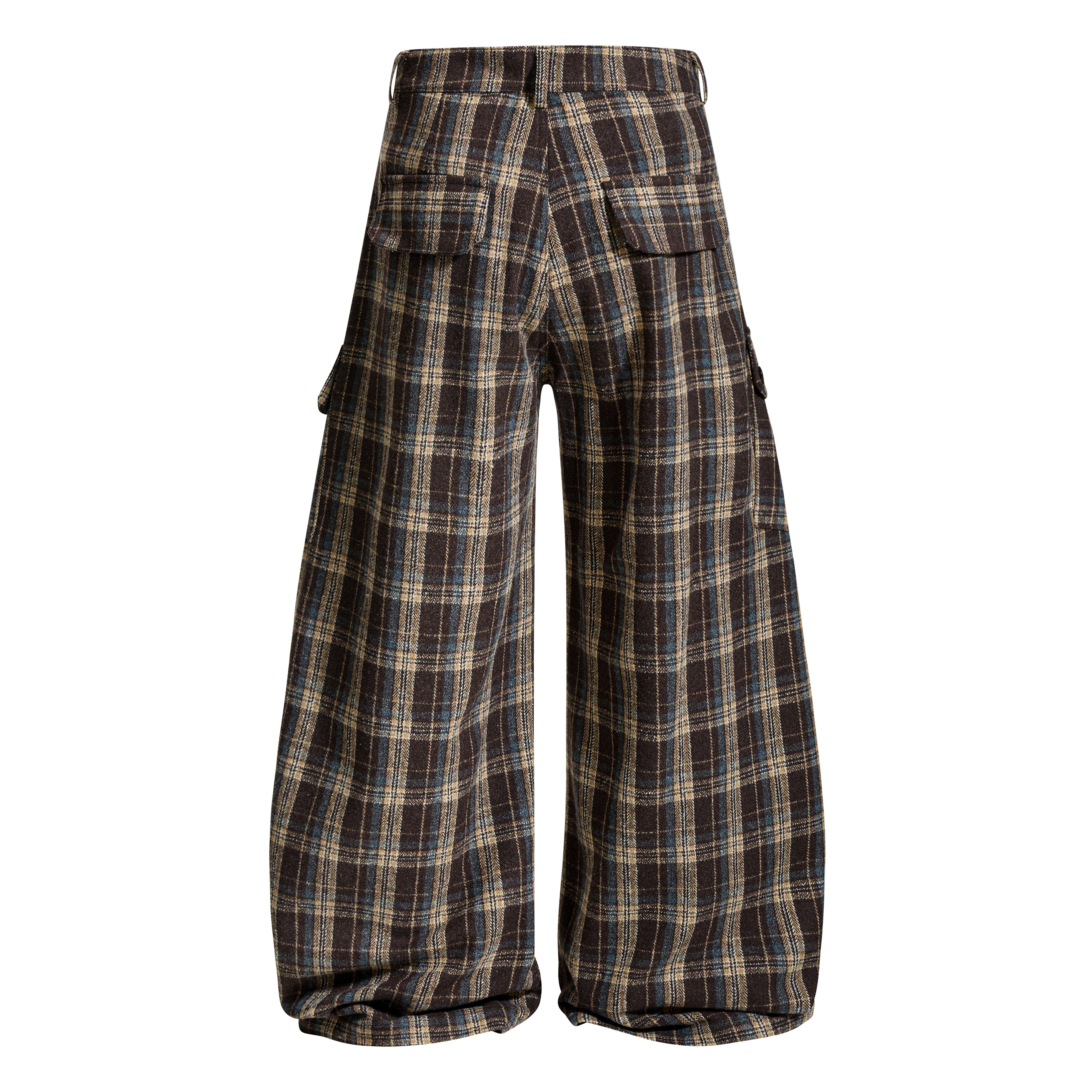 Plaid Flare | Wide-Leg Flannel Cargo Pants